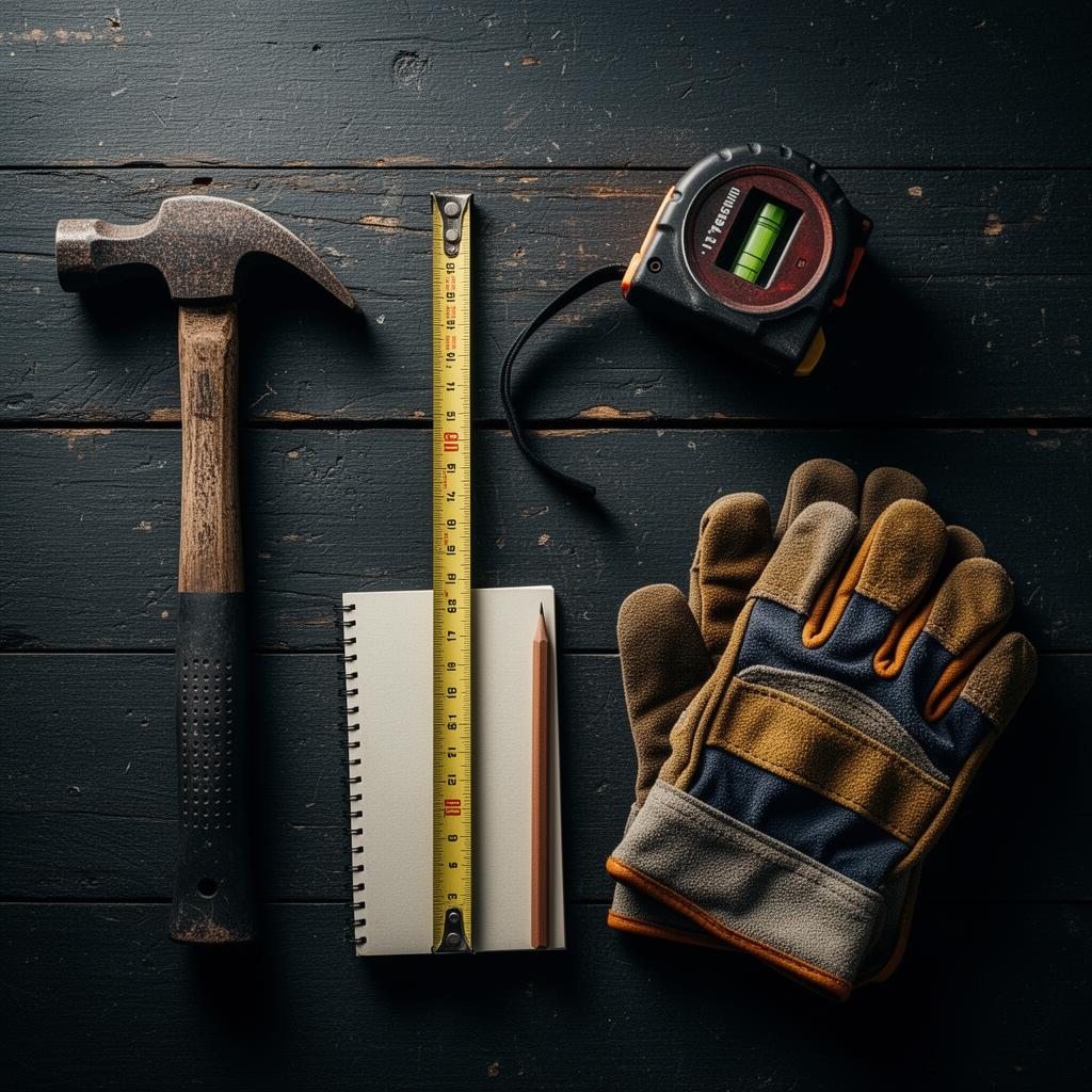 Trade tools laid out on workbench
